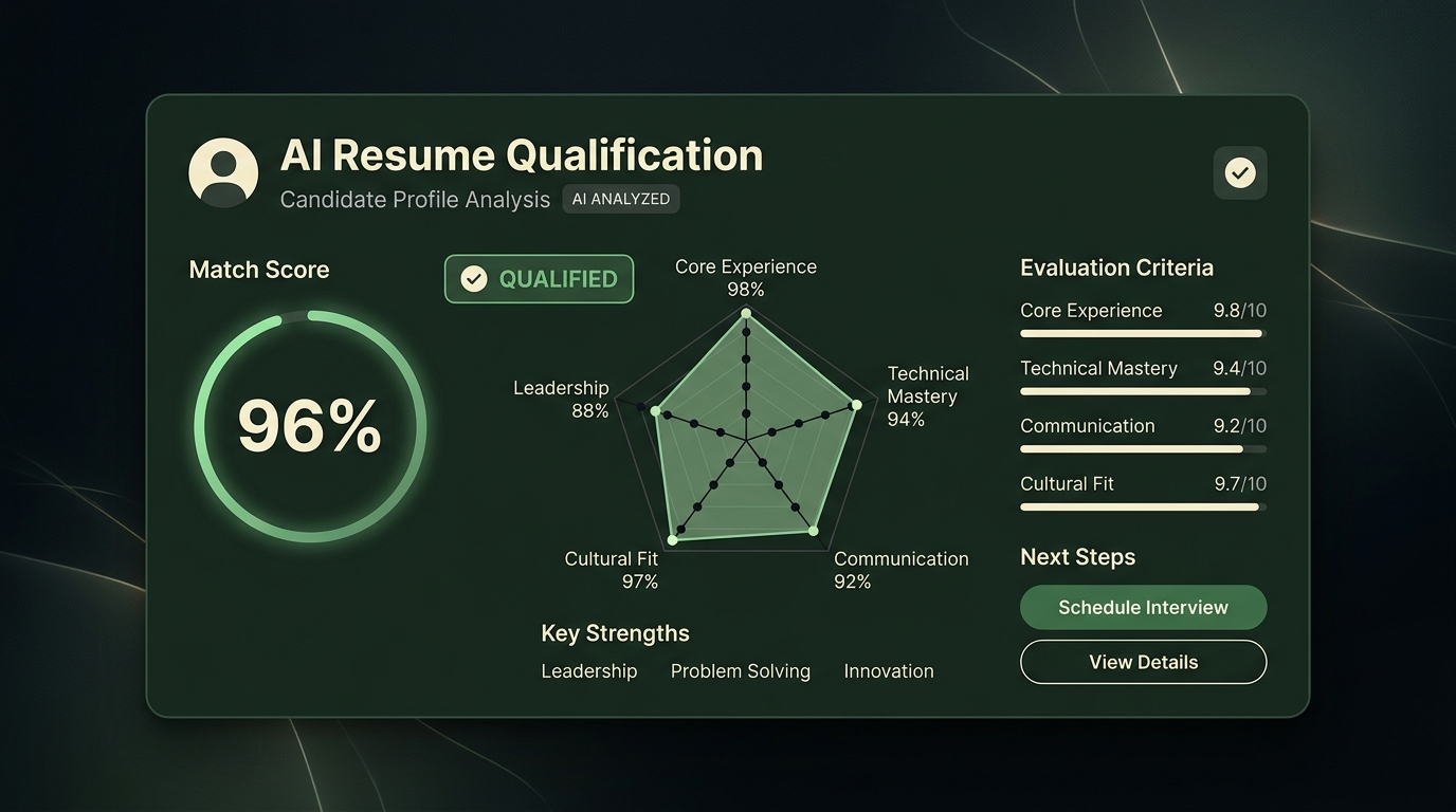 AI Resume Qualification Radar Chart and evaluation criteria
